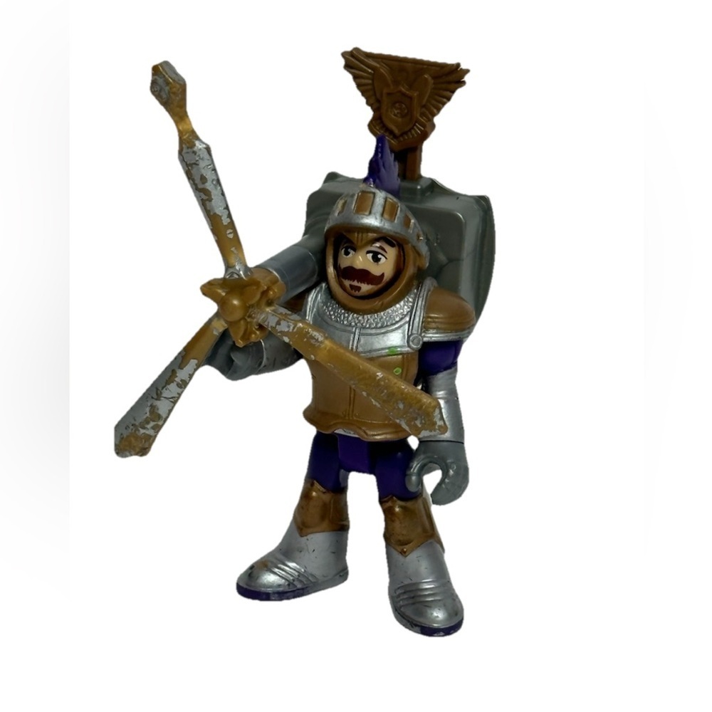 Imaginext SIR PETER THE KNIGHT Figure Tri Sword Armor Weapon 2012 Fisher Price